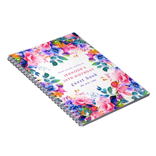 Tuin Waterverf Floral 30e Verjaardag Gastenboek Notitieboek (Rechterzijde)