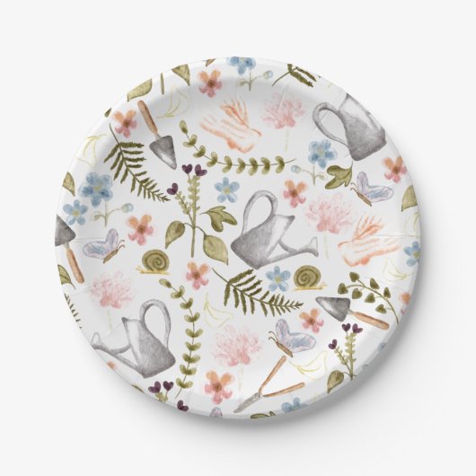 tuin | Waterverf | Katoen Papieren Bordje (Voorkant)