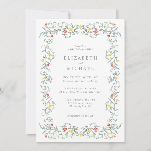  Tuin Waterverf QR Code Huwelijk Kaart (Voorkant)