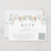 Tuin Waterverf QR Code Huwelijk RSVP Kaartje (Voorkant)