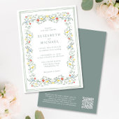  Tuin Waterverf QR Code Sage Wedding Kaart