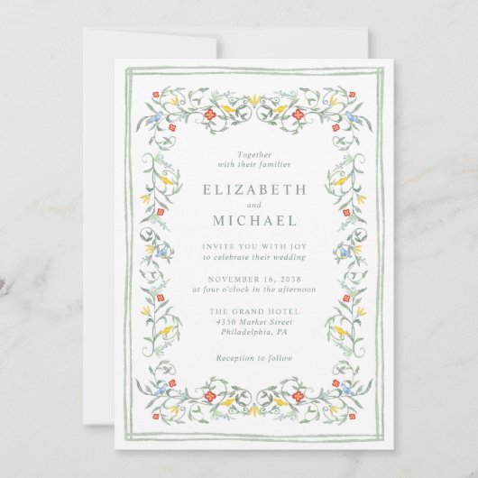  Tuin Waterverf QR Code Sage Wedding Kaart (Voorkant)