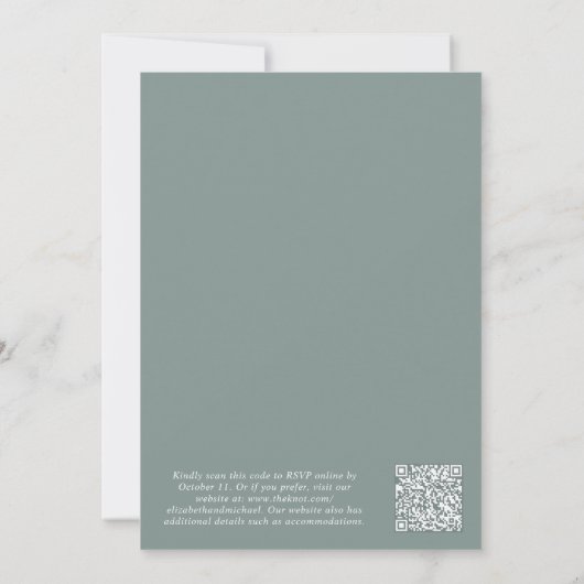  Tuin Waterverf QR Code Sage Wedding Kaart (Achterkant)
