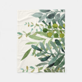 Tuin - Waterverf Robuuste botanische bladeren  Fleece Deken