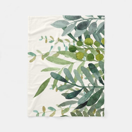 Tuin - Waterverf Robuuste botanische bladeren  Fleece Deken (Voorkant)