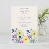Tuin waterverf wilde bloemen bruiloft kaart (Staand voorkant)
