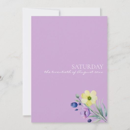 Tuin waterverf wilde bloemen bruiloft kaart (Achterkant)