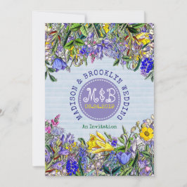 Tuin Wedding Wildflowers Monogram  Bloemen Kaart