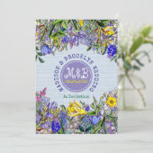 Tuin Wedding Wildflowers Monogram  Bloemen Kaart (Staand voorkant)