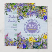 Tuin Wedding Wildflowers Monogram  Bloemen Kaart (Voorkant / Achterkant)