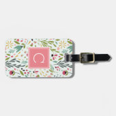 Tuin Whimsy Bloemen Monogrammed Bagagelabel (Voorkant horizontaal)