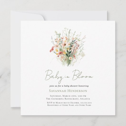 Tuin Wildbloem Baby in Bloom Baby shower Kaart (Voorkant)
