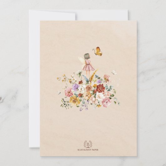 Tuin Wildbloem Fairy Prinses Twin 1e Verjaardag Kaart (Achterkant)