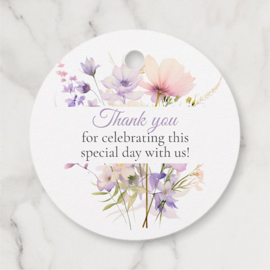 Tuin Wildbloemen Paarse Lavendel Paarse bruiloft Bedankjes Labels (Achterkant)