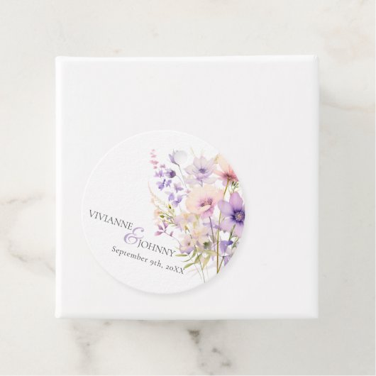 Tuin Wildbloemen Paarse Lavendel Paarse bruiloft Bedankjes Labels (In situ)