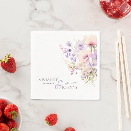 Tuin Wildbloemen Paarse Lavendel Paarse bruiloft Servet (Insitu)