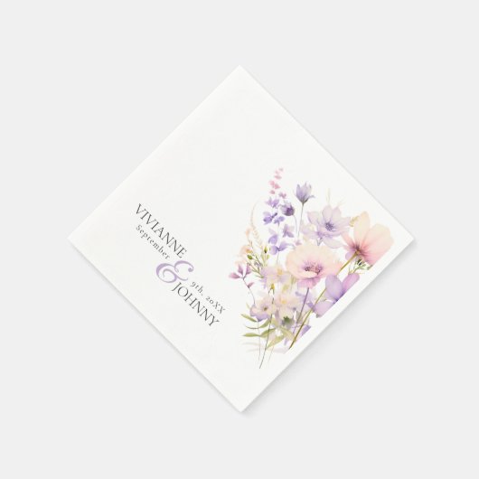 Tuin Wildbloemen Paarse Lavendel Paarse bruiloft Servet (Hoek)