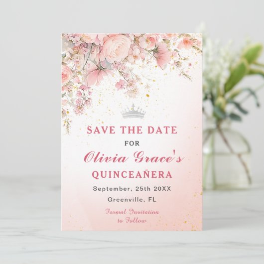  Tuin Wildbloemen Waterverf Sweet 16 Save The Date (Staand voorkant)