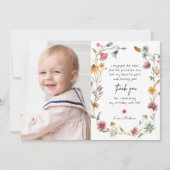 Tuin Wilde Bloem 1e Verjaardag Bedankkaartjes Kaart (Voorkant)