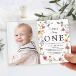 Tuin Wilde Bloem 1e Verjaardag Foto Uitnodiging