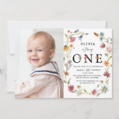 Tuin Wilde Bloem 1e Verjaardag Foto Uitnodiging (Voorkant)