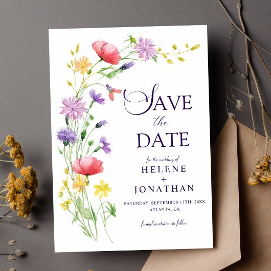 Tuin Wilde Bloem Boho Waterverf Elegante Bruiloft Save The Date