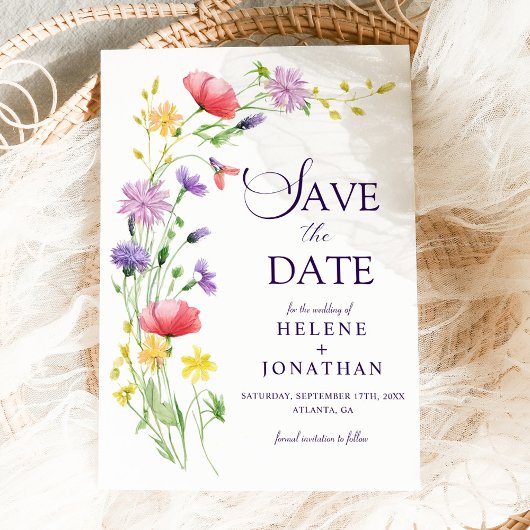 Tuin Wilde Bloem Boho Waterverf Elegante Bruiloft Save The Date