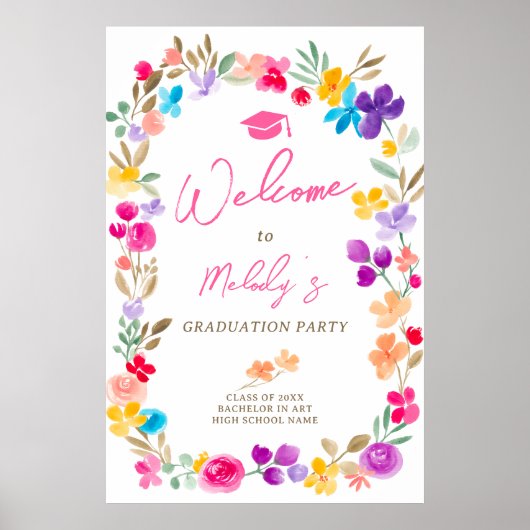 Tuin wilde bloemen weide welkom afstuderen poster (Voorkant)