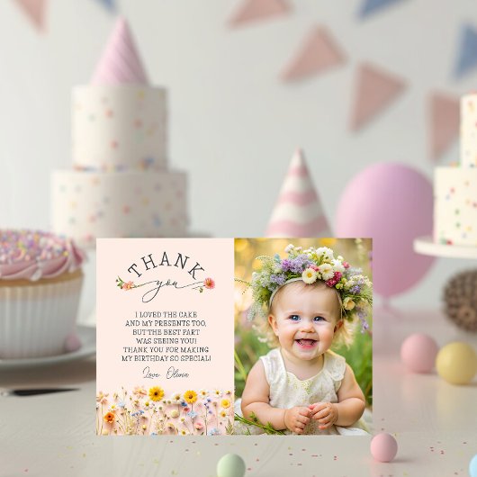 Tuin Wildflower 1e verjaardag bedankje Kaart