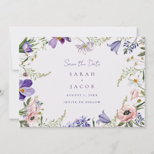 Tuin Wildflower Foto Bruiloft Save The Date (Voorkant)