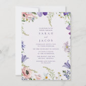 Tuin Wildflower Paarse bruiloft uitnodiging (Voorkant)