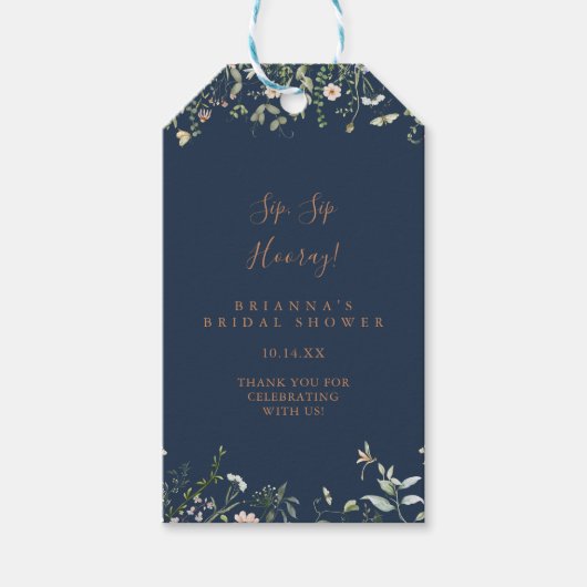 Tuin Wildflower Sip Hooray Vrijgezellenfeest Cadeaulabel (Voorkant)