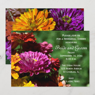Tuin Zinnia Bloemen Trouw Rehearsal Dinner Kaart