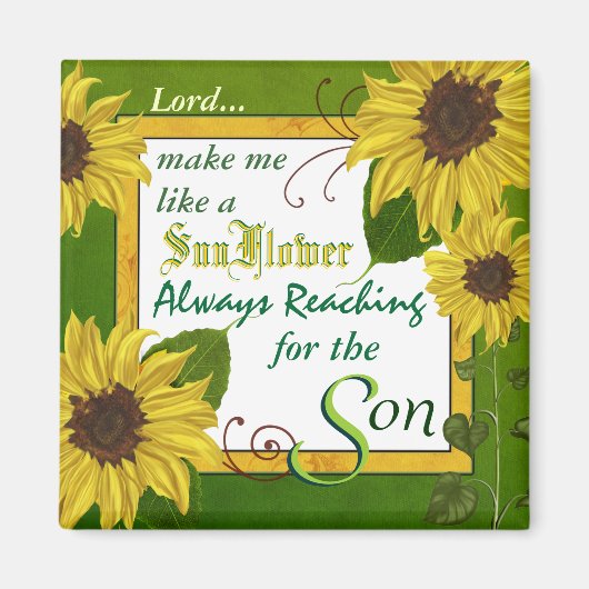 Tuin Zonnebloem Gebed Magneet (Voorkant)