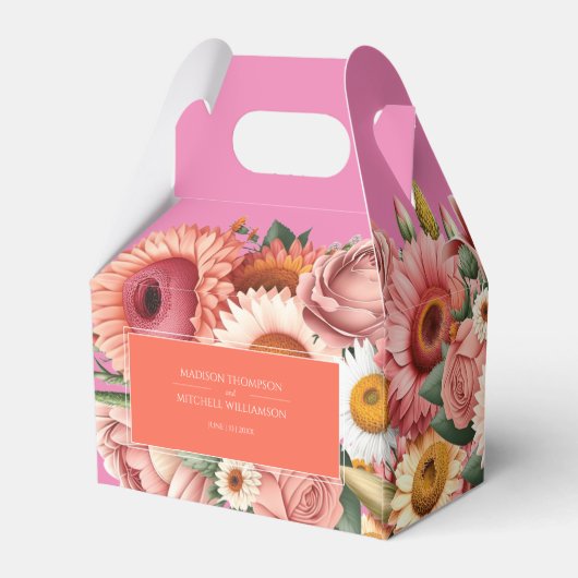 Tuin Zonsopgang Roze Sinaasappel Modern Bloemen Br Bedankdoosjes (Achterkant)