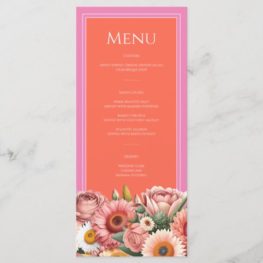 Tuin Zonsopgang Roze Sinaasappel Modern Bloemen Br Menu (Voorkant)