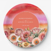 Tuin Zonsopgang Roze Sinaasappel Modern Bloemen Br Papieren Bordje (Voorkant)