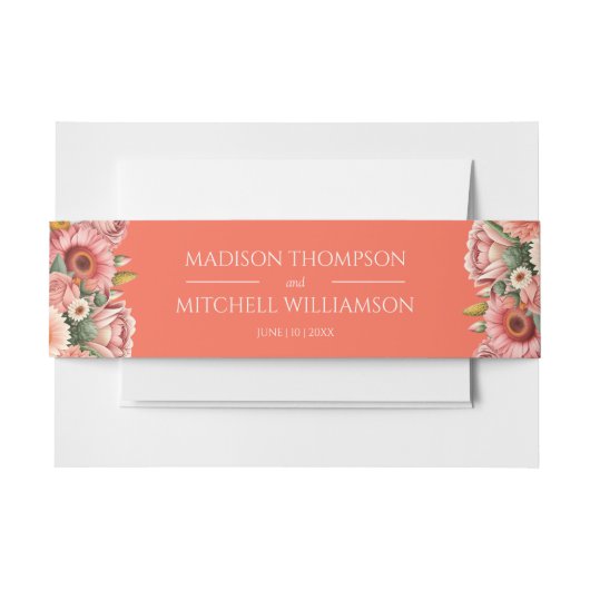 Tuin Zonsopgang Roze Sinaasappel Modern Bloemen Br Uitnodigingen Wikkel (Voorkant Voorbeeld)