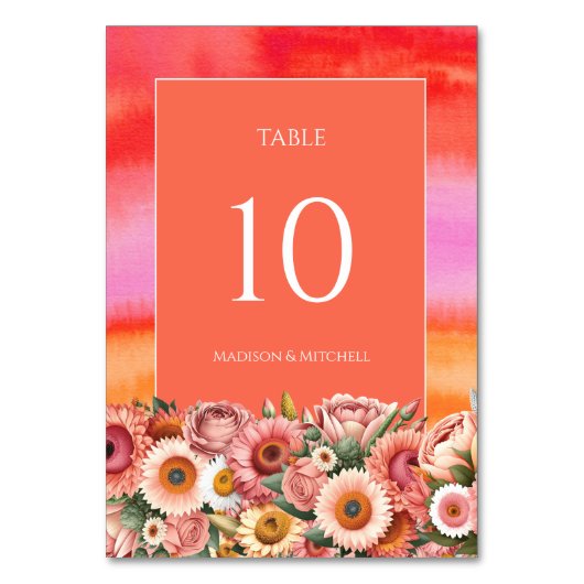 Tuin Zonsopgang Roze Sinaasappel Waterverf Bloemen Kaart (Achterkant)