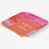 Tuin Zonsopgang Roze Sinaasappel Waterverf Bruilof Papieren Bordje (Gebogen)