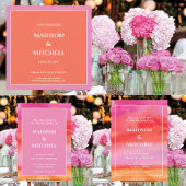 Tuin Zonsopgang Roze Sinaasappel Waterverf Bruilof Plaatskaartje