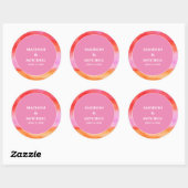 Tuin Zonsopgang Roze Sinaasappel Waterverf Bruilof Ronde Sticker (Vel)
