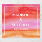 Tuin Zonsopgang Roze Sinaasappel Waterverf Bruilof Sparkling Wijnetiket (Enkel label)