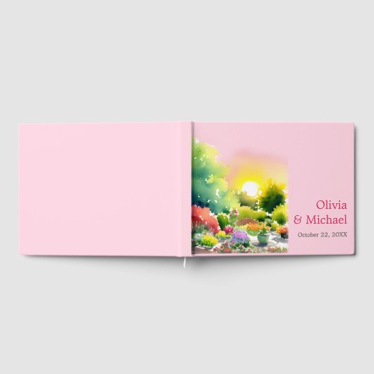 Tuin Zonsopgang Waterverf Bloemen Kleurrijke Bruil Gastenboek (Volledig)