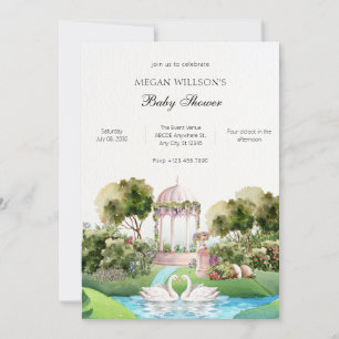 Tuin zwaan minimalistische elegante baby shower kaart