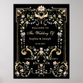 Tuin Zwart Kleurrijke Luxe Huwelijk Welkom Poster (Voorkant)