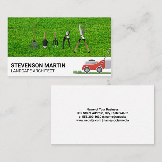 Tuinarchitectuur Gereedschap | Grasmaaier Visitekaartje (Voorkant / Achterkant)
