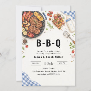 Tuinbarbecue Grillen Koppels Baby Shower Kaart