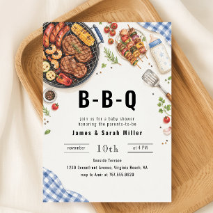 Tuinbarbecue Grillen Koppels Baby Shower Kaart