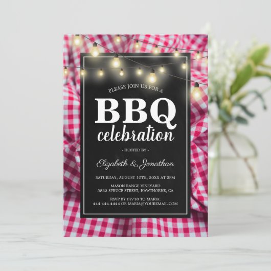 Tuinbarbecue | Rustieke Rood Geruite BBQ Kaart (Staand voorkant)